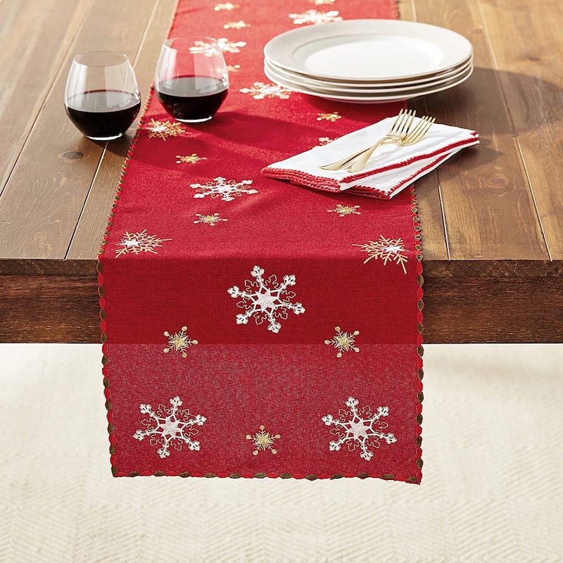 Violet Linen Seasonal Xmas Christmas Holiday Essenial Table Runner - 13" X 70" - Off-White