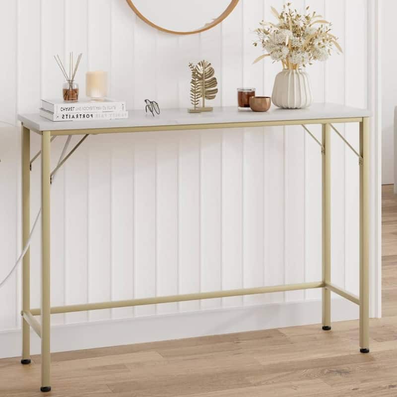 Modern Narrow Sofa Table with Charging Station