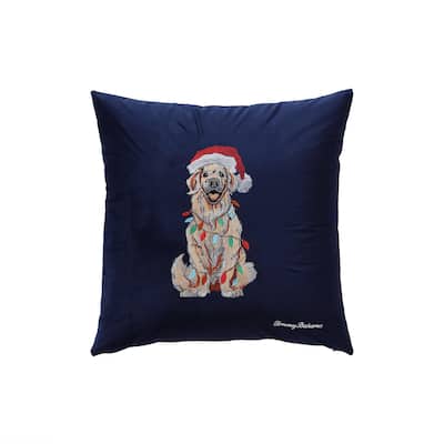 Tommy Bahama Holiday Retriever Navy Throw Pillow