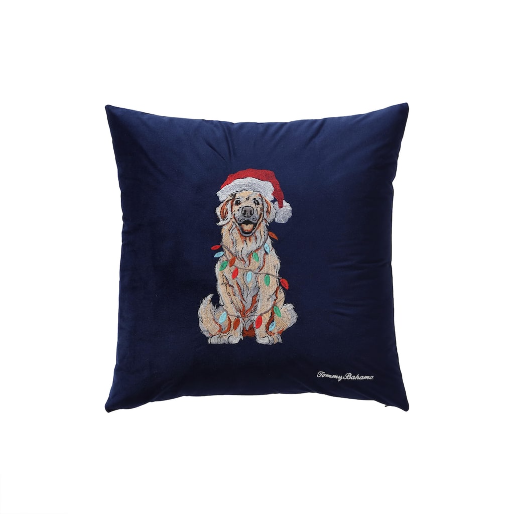 Tommy Bahama Holiday Retriever Navy Throw Pillow