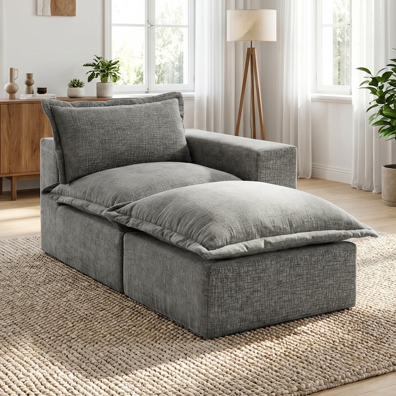 Comfy Cloud Couch Plush Modular Sectional Sofa For Living Room - Grey/2 piece - Right Facing