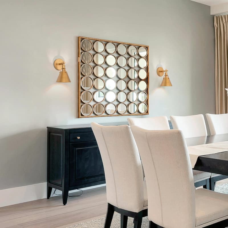 Coney Modern 2-Pack Gold Bathroom Vanity Light Transitional Brushed Metal Wall Sconces - 6.1'' L x 7.5'' W x 10.2'' H