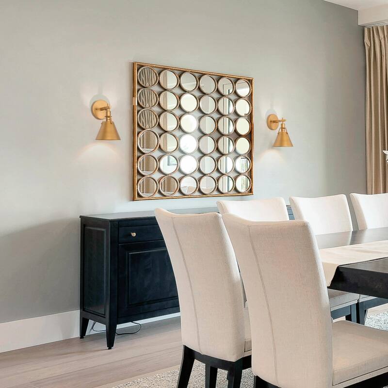 Dilley Modern Brass Gold 1-Light Metal Wall Sconce Cone Bathroom Vanity Lights - D6'' x H8.5''