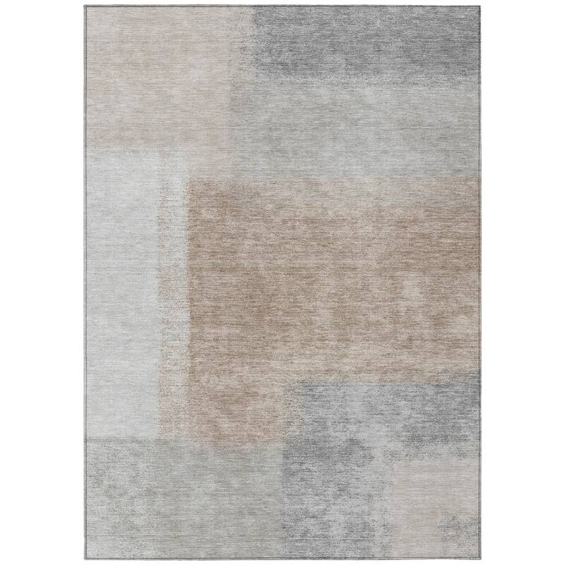 Machine Washable Indoor/ Outdoor Solid Contemporary Chantille Rug