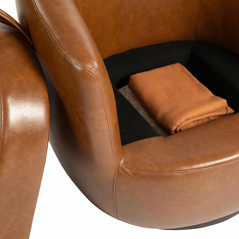Modern Swivel Barrel Armchair with Storage