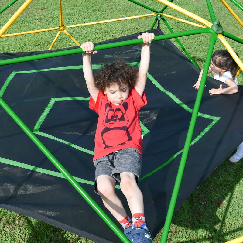 12ft Geometric Dome Climber Play Center, Kids Climbing Dome Tower with Hammock, Rust & UV Resistant Steel Supporting 1000 LBS