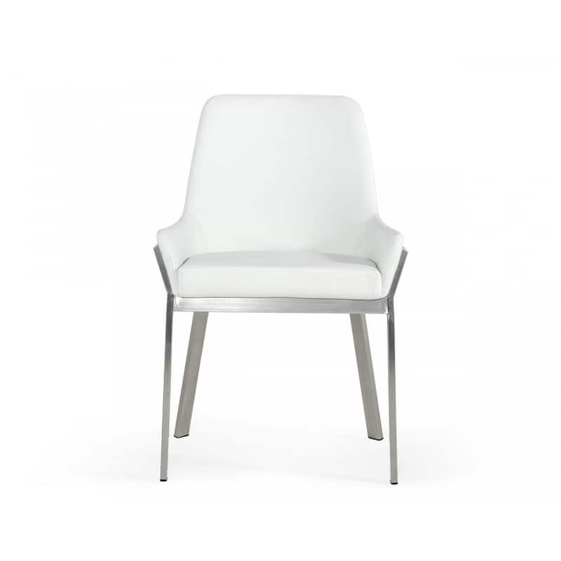 White Brushed Stainless Steel Dining Chair