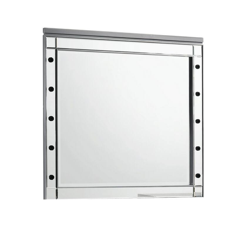 Lee 37 x 40 Vanity Mirror, 10 Light Bulb Sockets, Modern Silver Wood Frame