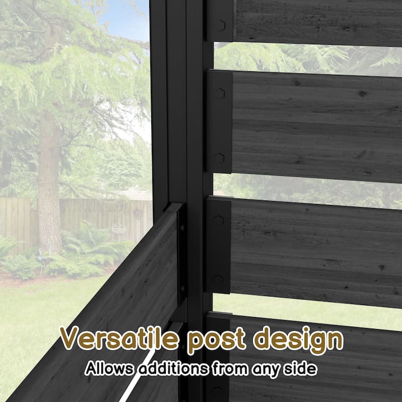VEIKOUS 2 Pannel Versatile Outdoor Privacy Panels, Aluminum and Wooden Fence Panels for Garden - 78''×68.9''