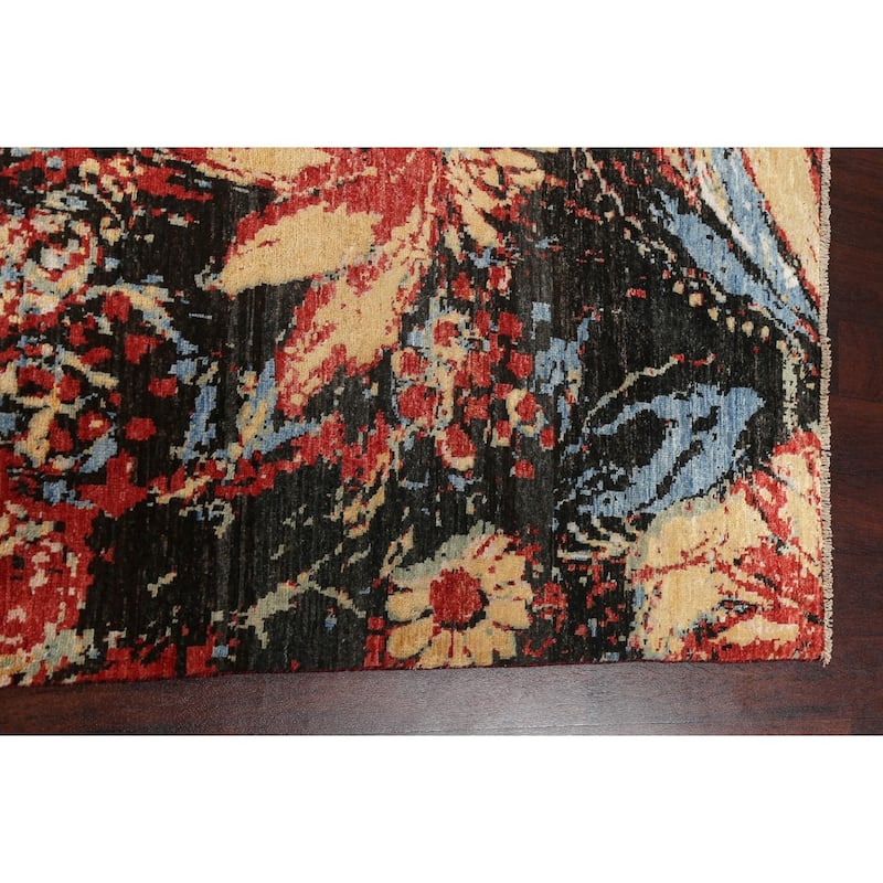 Wool/ Silk Vegetable Dye Abstract Modern Area Rug Hand-knotted Carpet - 6'7" x 9'8"