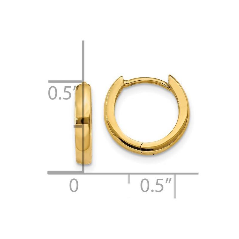 Curata 14k Yellow Gold Polished 8x 2.25mm Hinged Hoop Earrings