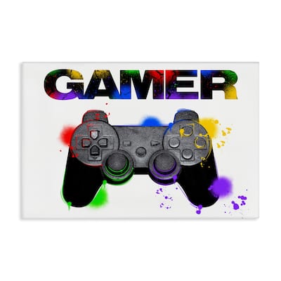 Stupell Gamer with Rainbow Splashes Canvas Wall Art Design By Marcus Prime