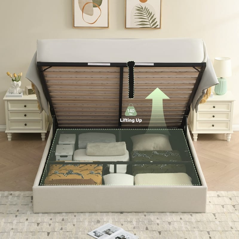 Lift Up Storage Bed with Unique Headboard
