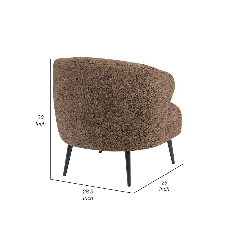 Neda Accent Chair, Soft Brown Boucle, Curved Barrel Back