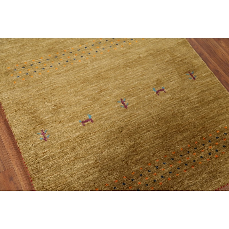 Little Animals Gabbeh Indian Accent Rug Hand-Knotted Wool Carpet - 2'11"x 5'3"
