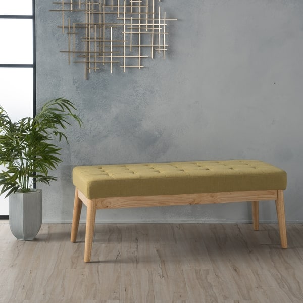 slide 2 of 39, Saxon Mid-century Tufted Ottoman Bench by Christopher Knight Home Green