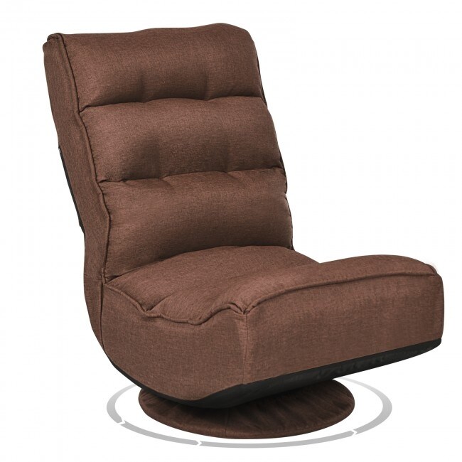 HOMCOM 360 Degree Swivel Game Chair Folding Floor Sofa 5-Position Adjustable Lazy Chair, Beige