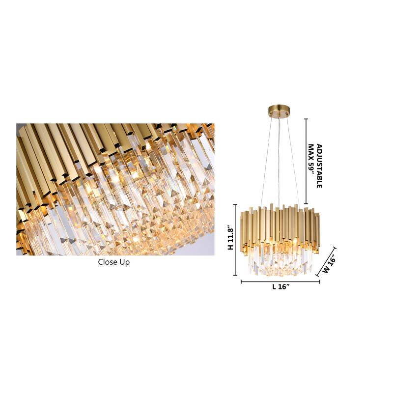 6 Light Gold Chandelier With Clear Crystal Accents