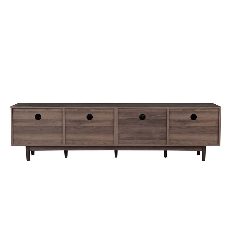 Modern76 Inch TV Stand with Rattan Doors and Storage for Large TVs
