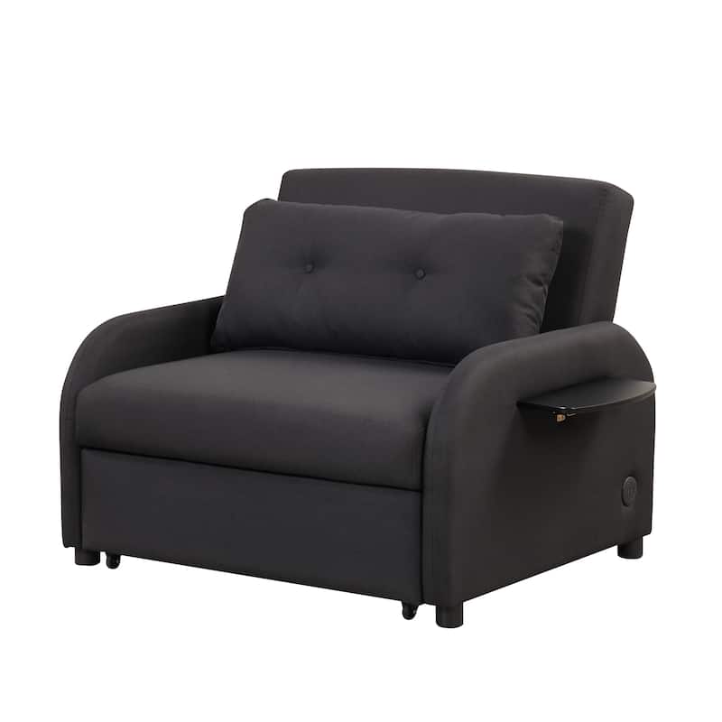 48.8"2-Seater Sleeper Sofa 3 in 1 with 2 Wing Table and USB Charge
