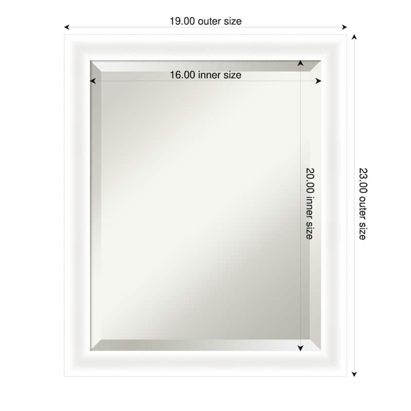Oliver Narrow Beveled Wood Framed Wall Mirror - 19 x 23 in - Oliver White Narrow