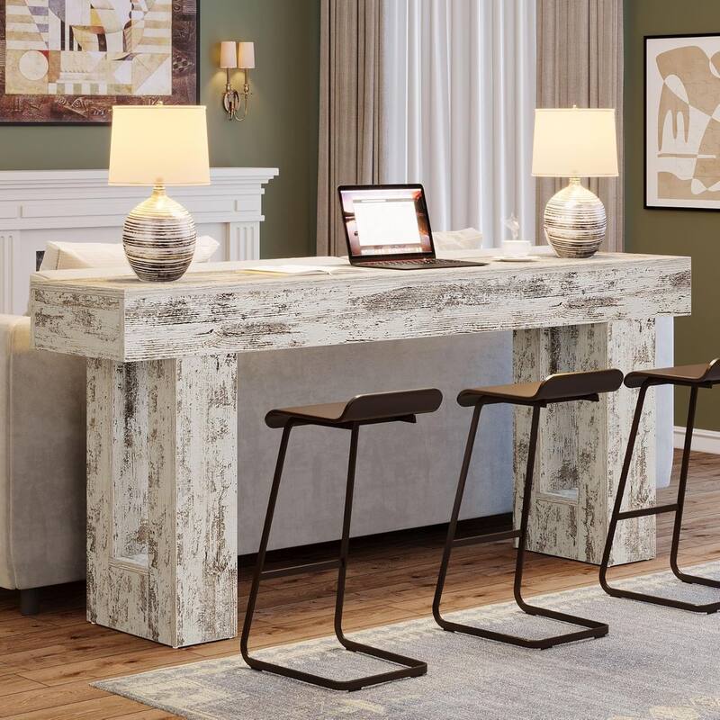 63" Wooden Console Table, Rectangular Sofa Table for Behind Couch, Entryway, HallwayLiving Room