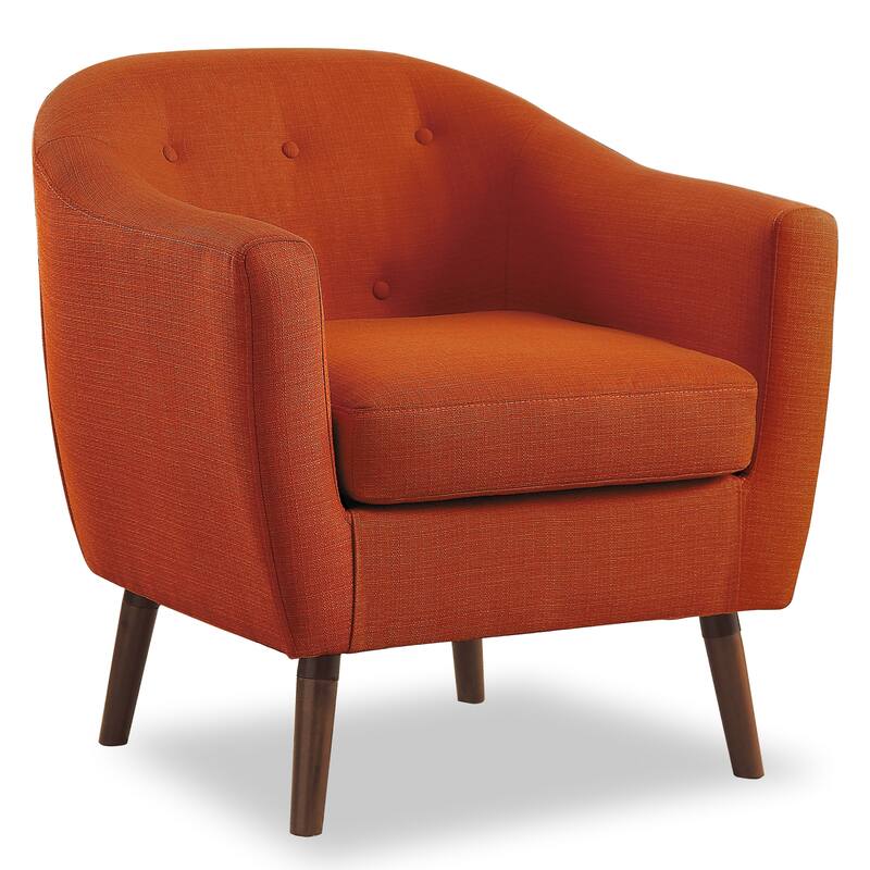Retro Style Fabric Accent Chair with Cherry Finished Legs