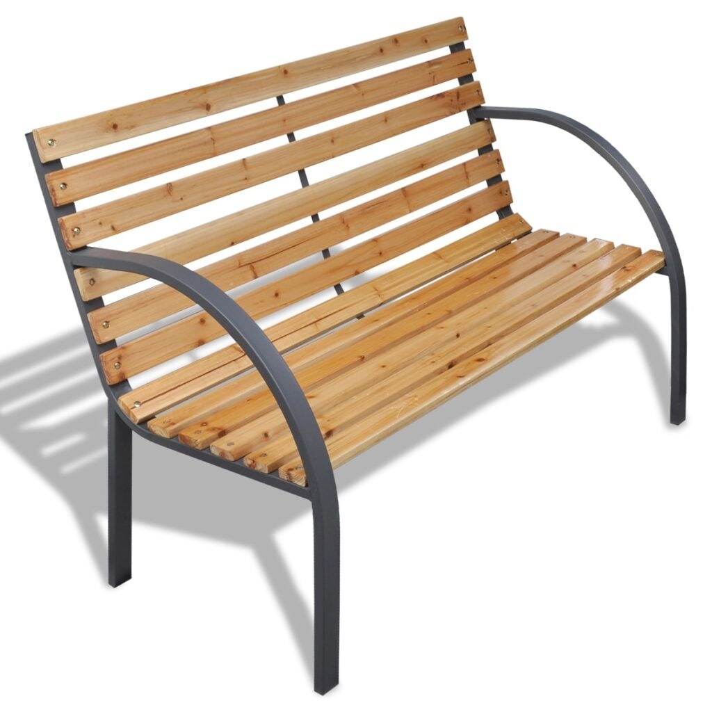 Shop Vidaxl Outdoor Garden Bench Wooden Iron Metal Curved Back