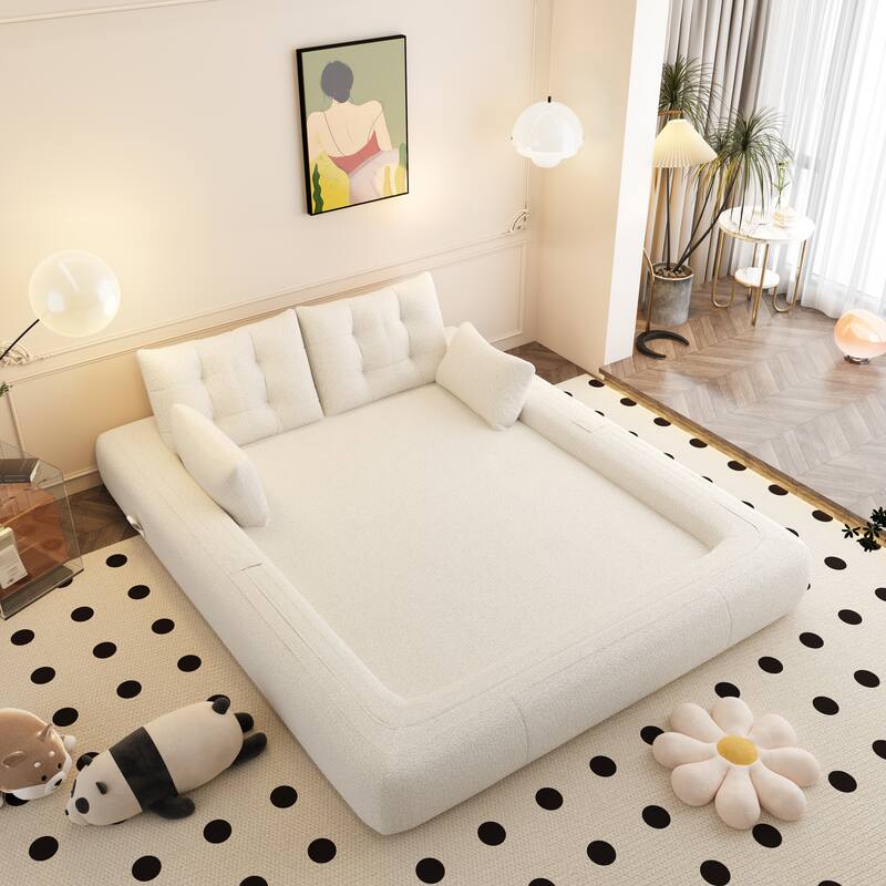 78.7″ Teddy 3-Seater Modular Sleeper Sofa with Convertible Lounge Design - Beige