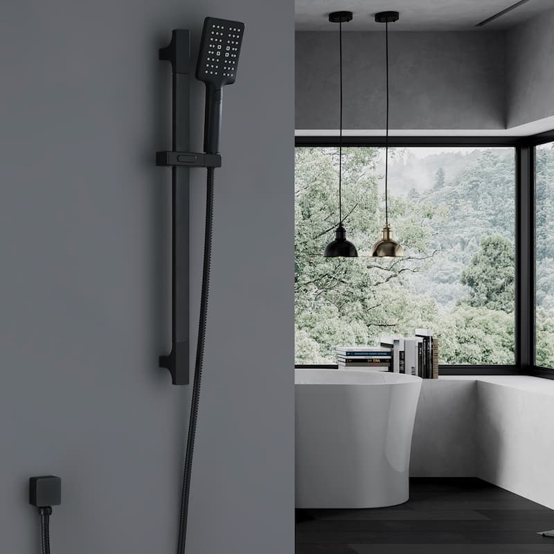 3-Spray Function Hand Shower With Slide Bar Kit In Matte Black