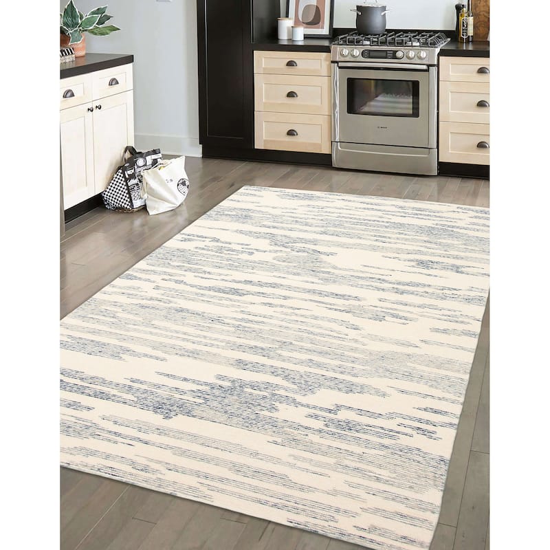 ECARPETGALLERY Hand Tufted Timeless Blue Wool Rug - 5'1 x 8'0