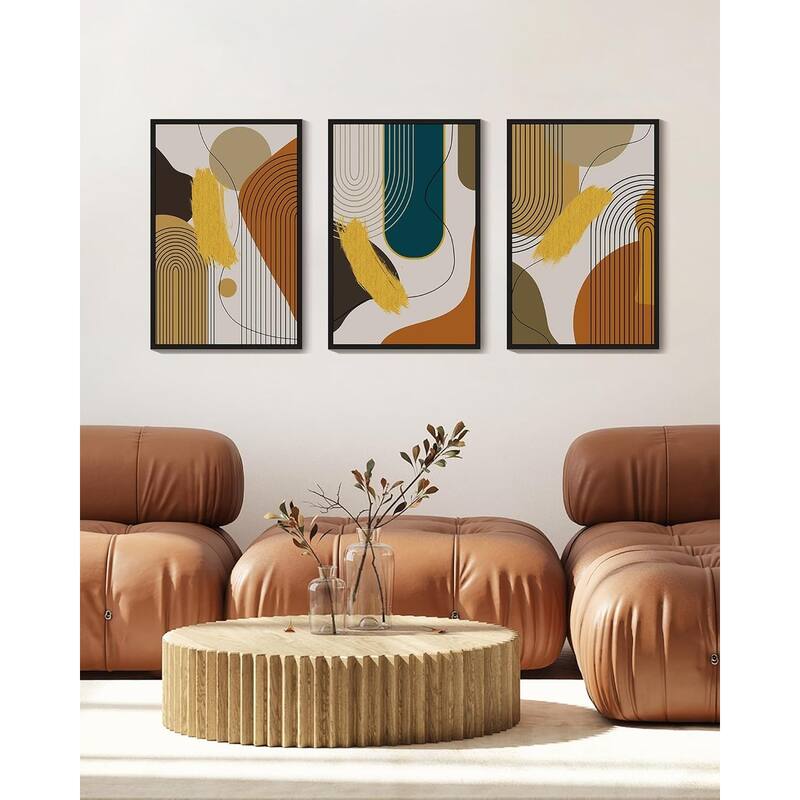 Abstract Framed Wall Art Modern Minimalist Luxury Gold Line Artwork