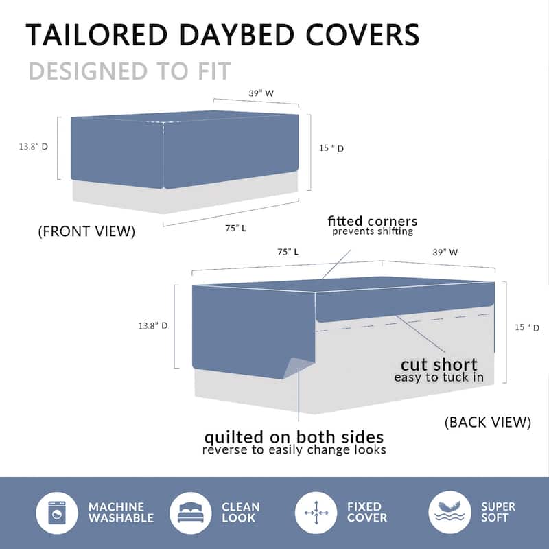 5 Piece Embroidered Daybed Cover Set with Bedskirt