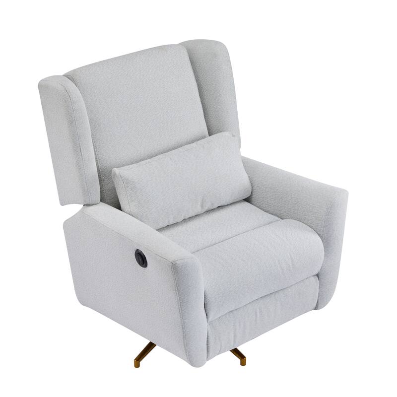 Roomfitters Power Swivel Recliner Chair, Upholstered 360° Swivel Power Recliner with Gold 5-Star Base