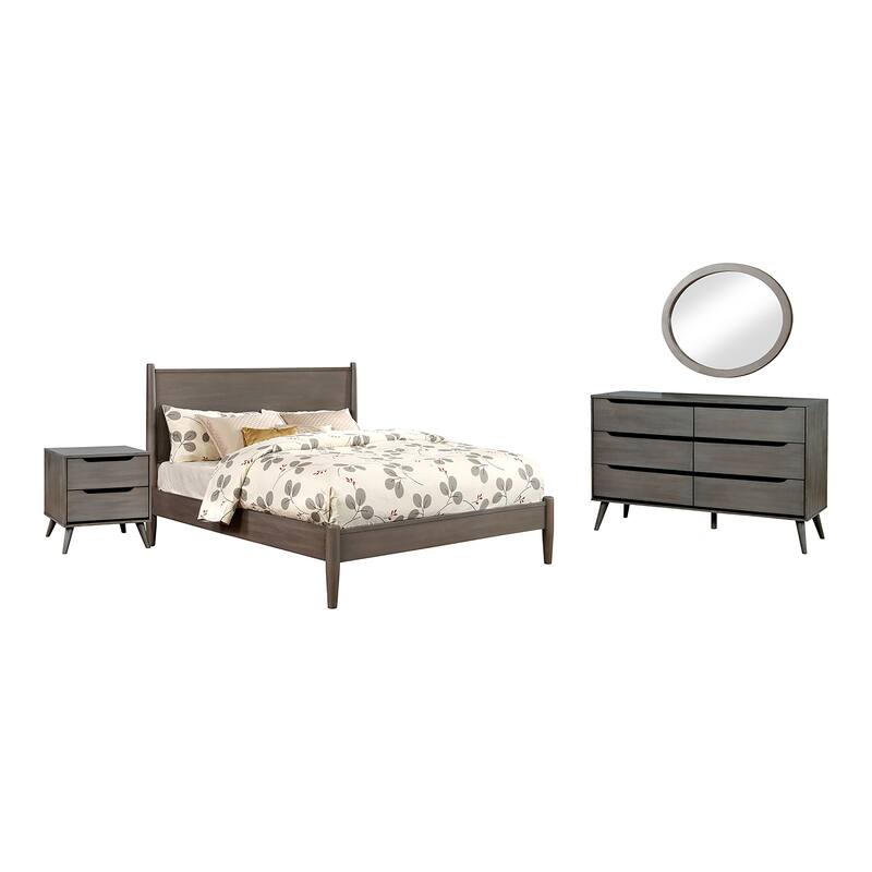 Coop Mid-century Modern Grey Wood 4-Piece Platform Bedroom Set by Furniture of America