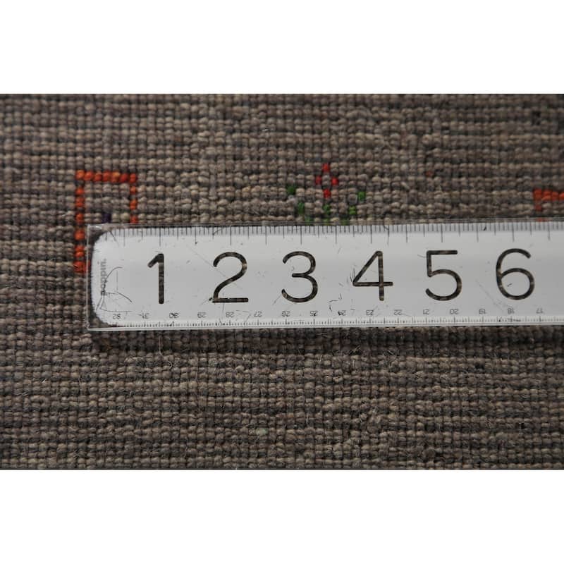 Tribal Gray Gabbeh Square Area Rug Handmade Wool Carpet - 6'6"x 6'7"