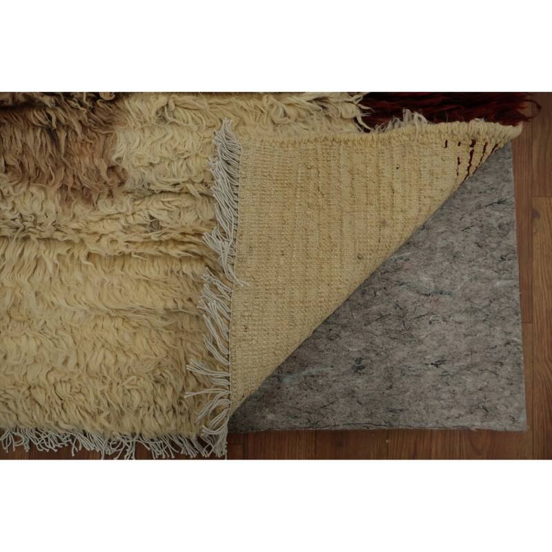 Hand Knotted Oriental 100% Wool Carpet Modern Tribal Beige & Ivories Moroccan Area Rug - 9' 4'' X 6' 9''