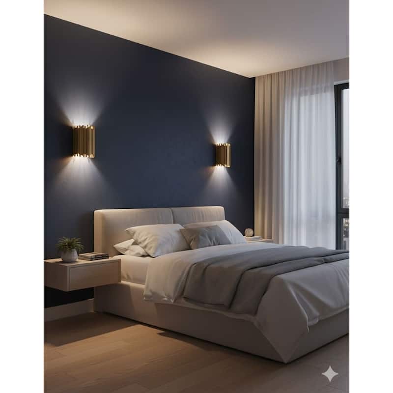 2 Light Gold Stainless Steel Rod Wall Sconce