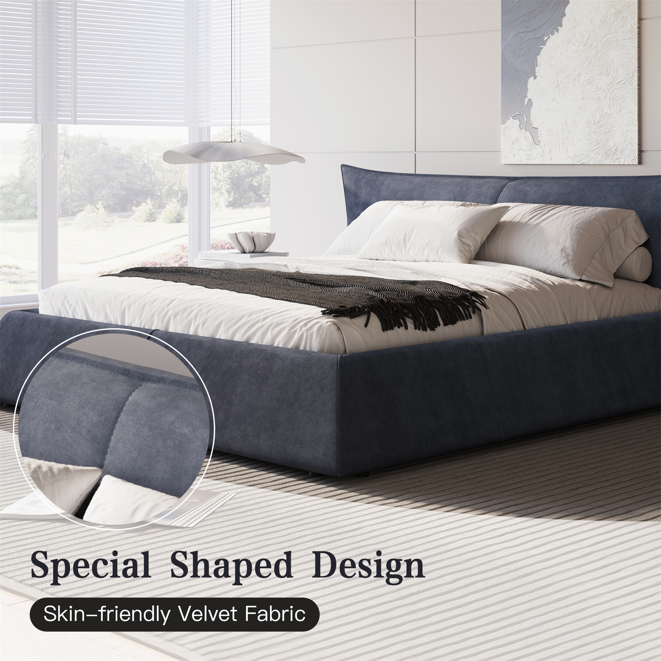 King Size Upholstered Platform Bed