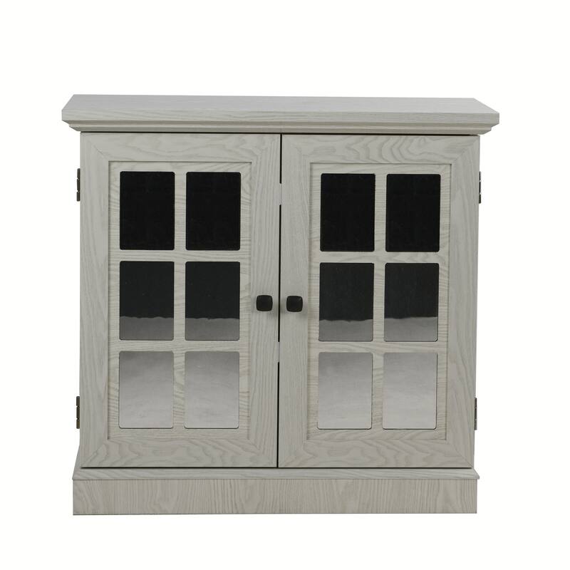 Sideboard Cabinet with Acrylic Mirrored Doors, Wooden Kitchen Pantry Storage Cabinet, Accent Cabinet with Adjustable Shelf