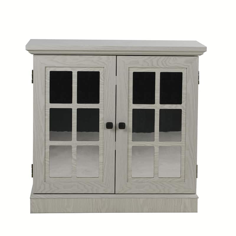Storage sideboard cabinet with 2 decorative acrylic mirrored doors, adjustable shelf for dining room, living room