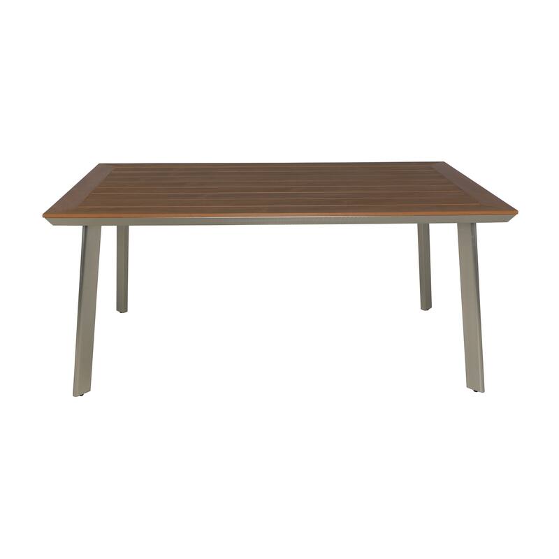 Leeds Outdoor Aluminum and Wood Dining Table by Christopher Knight Home - 63"W x 35.5"D x 28.75"H