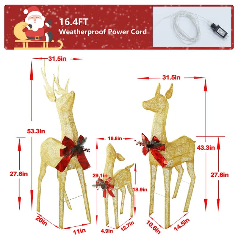 VEIKOUS 4.5 ft. 3D LED Reindeer Family Christmas Holiday Yard Decoration
