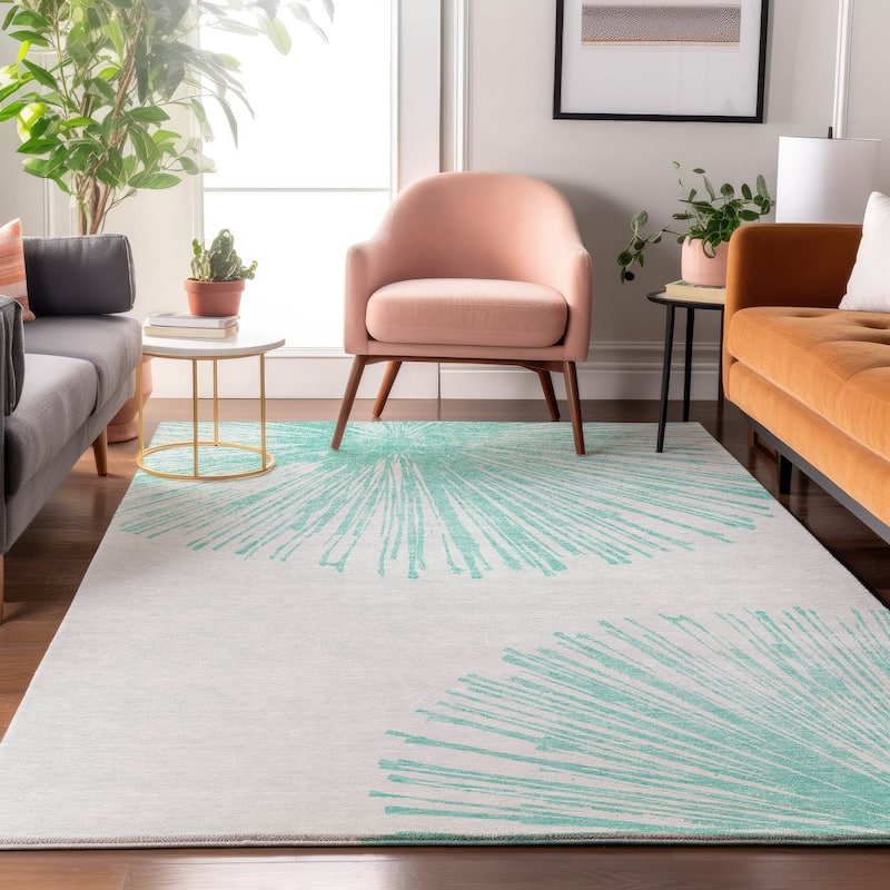 Premium Washable Super Soft Abstract Blast Mayfield Rug - Teal - 9' x 12' - Rectangle