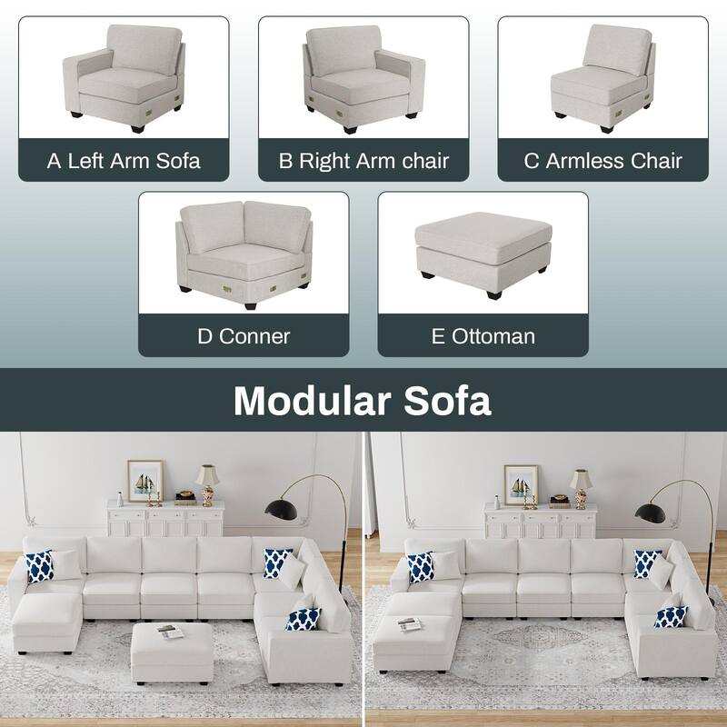 9 Piece Modular Flexible Combination Sectional
