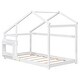preview thumbnail 6 of 12, Twin Size Solid Wood Kids House Bed Frame with Shelf, Roof and Slats