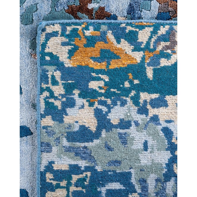 Modern One-of-a-Kind Hand-Knotted Area Rug - White, 9' 2" x 12' 1" - 9' 2" x 12' 1"