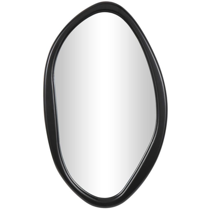 Wooden Abstract Oval Wall Mirror - Black - Roche River Decor