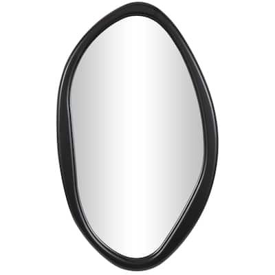 Wooden Abstract Oval Wall Mirror - Black - Roche River Decor