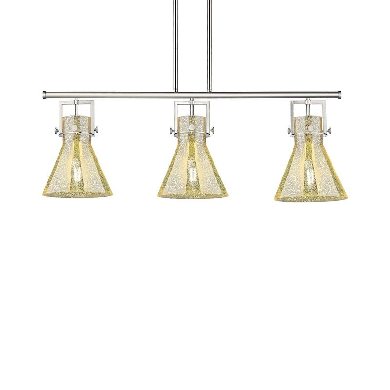 Innovations Lighting 411-3I-17-42 Newton Cone Linear Newton Cone 3 - Polished Nickel / Mercury